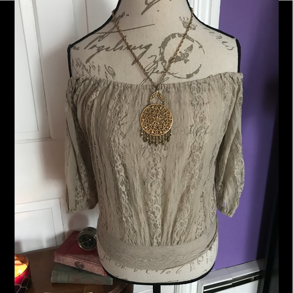 Boho off the shoulder lace top